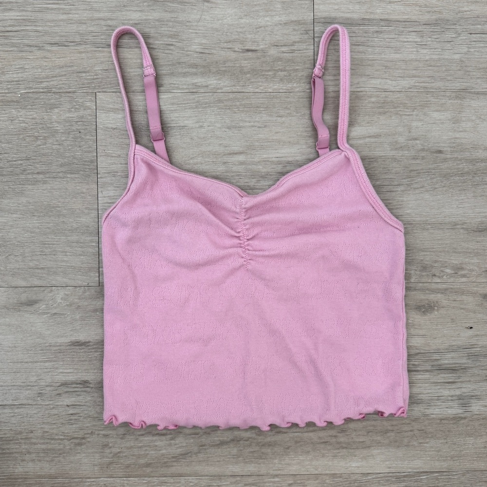 SKIMS pink ruched camisole top